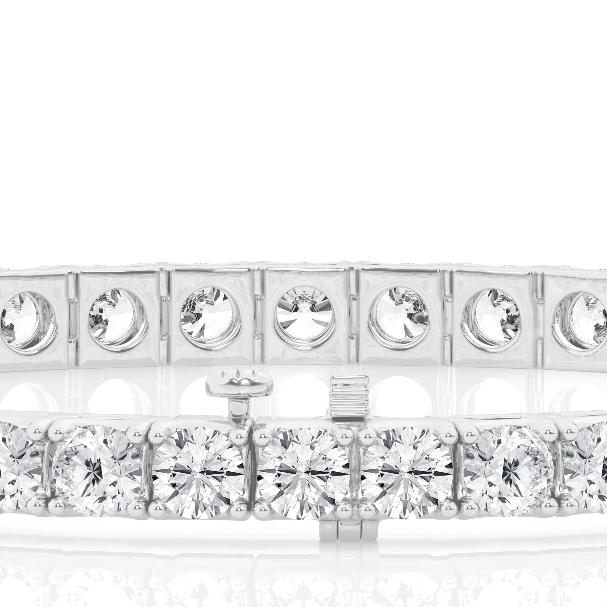 14K White Gold Lab Diamond Round Tennis Bracelet
