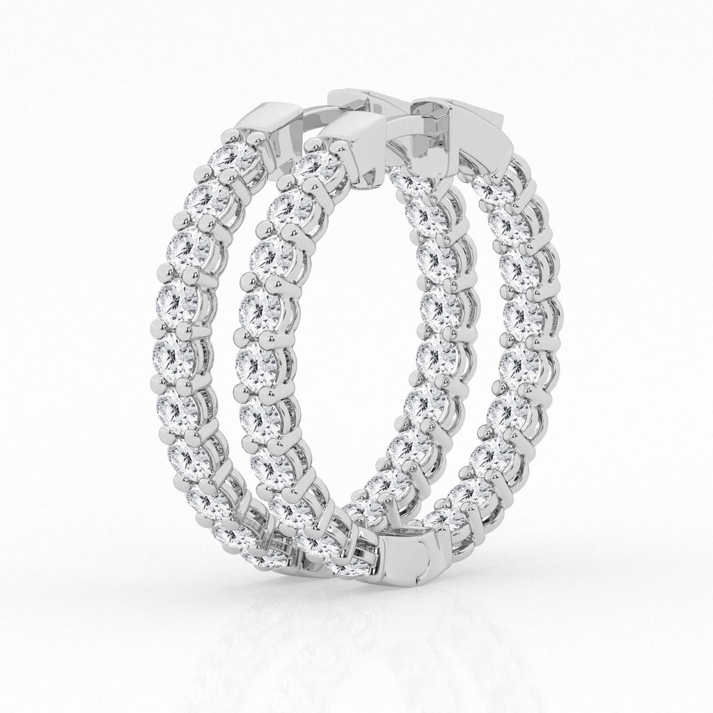 14K White Gold Lab Diamond Hoop Earrings (3.00 ctw)