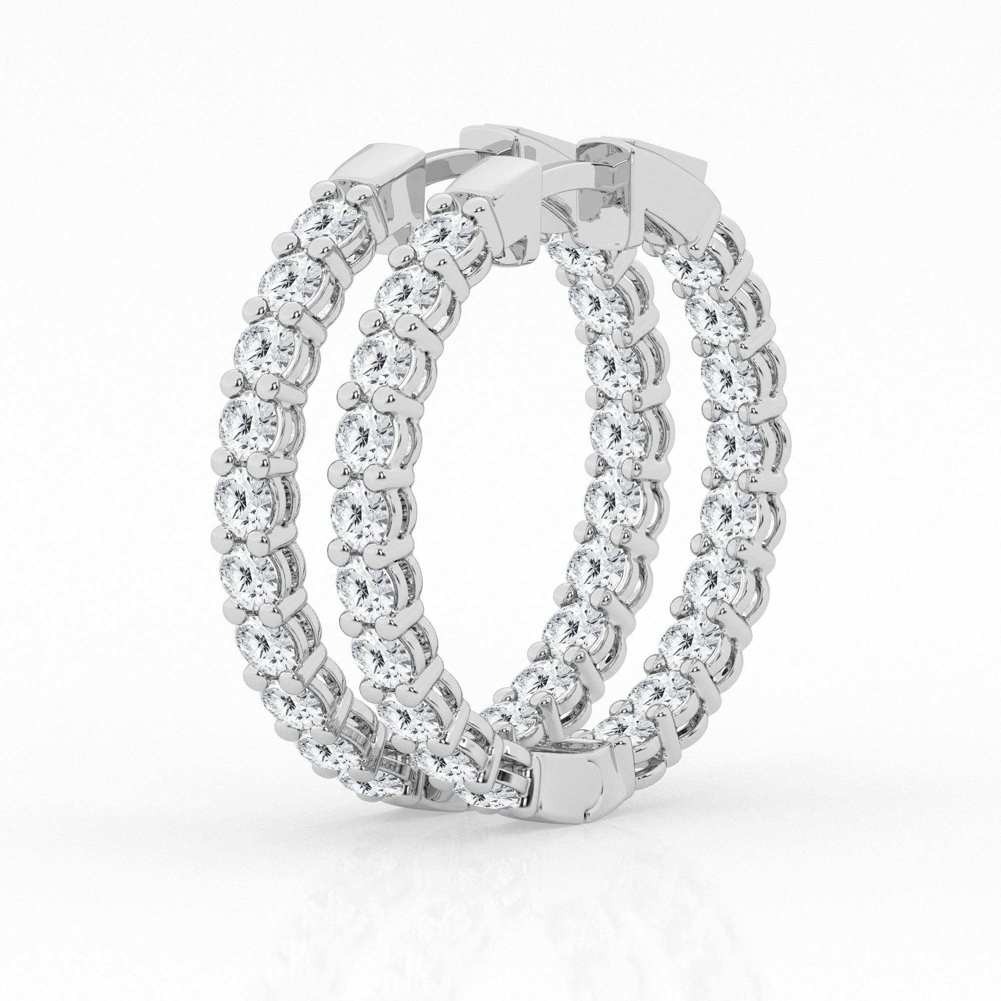 14K White Gold Lab Diamond Hoop Earrings (3.00 ctw)