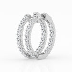 14K White Gold Round Lab Diamond Hoop Earrings