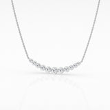 14K White Gold Lab Diamond Smile Pendant Necklace