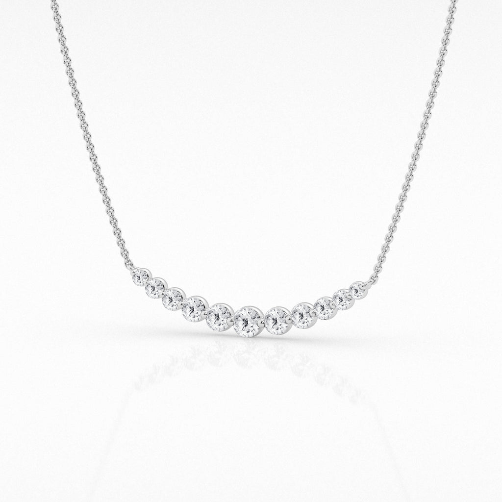 14K White Gold Lab Diamond Smile Pendant Necklace