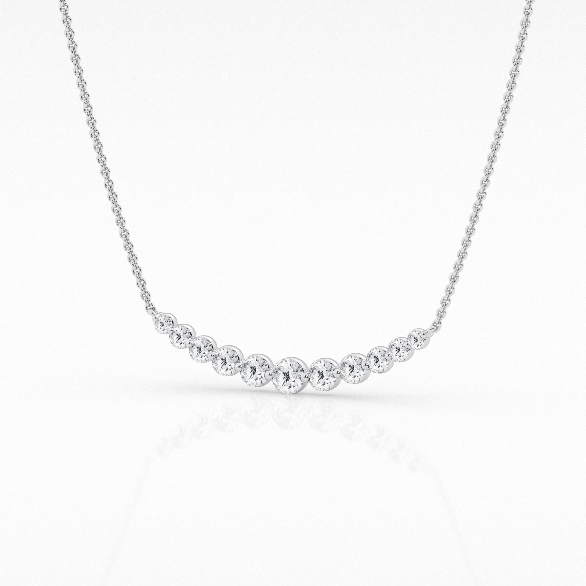 14K White Gold Lab Diamond Smile Pendant Necklace