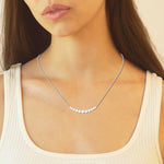 14K White Gold Lab Diamond Smile Pendant Necklace