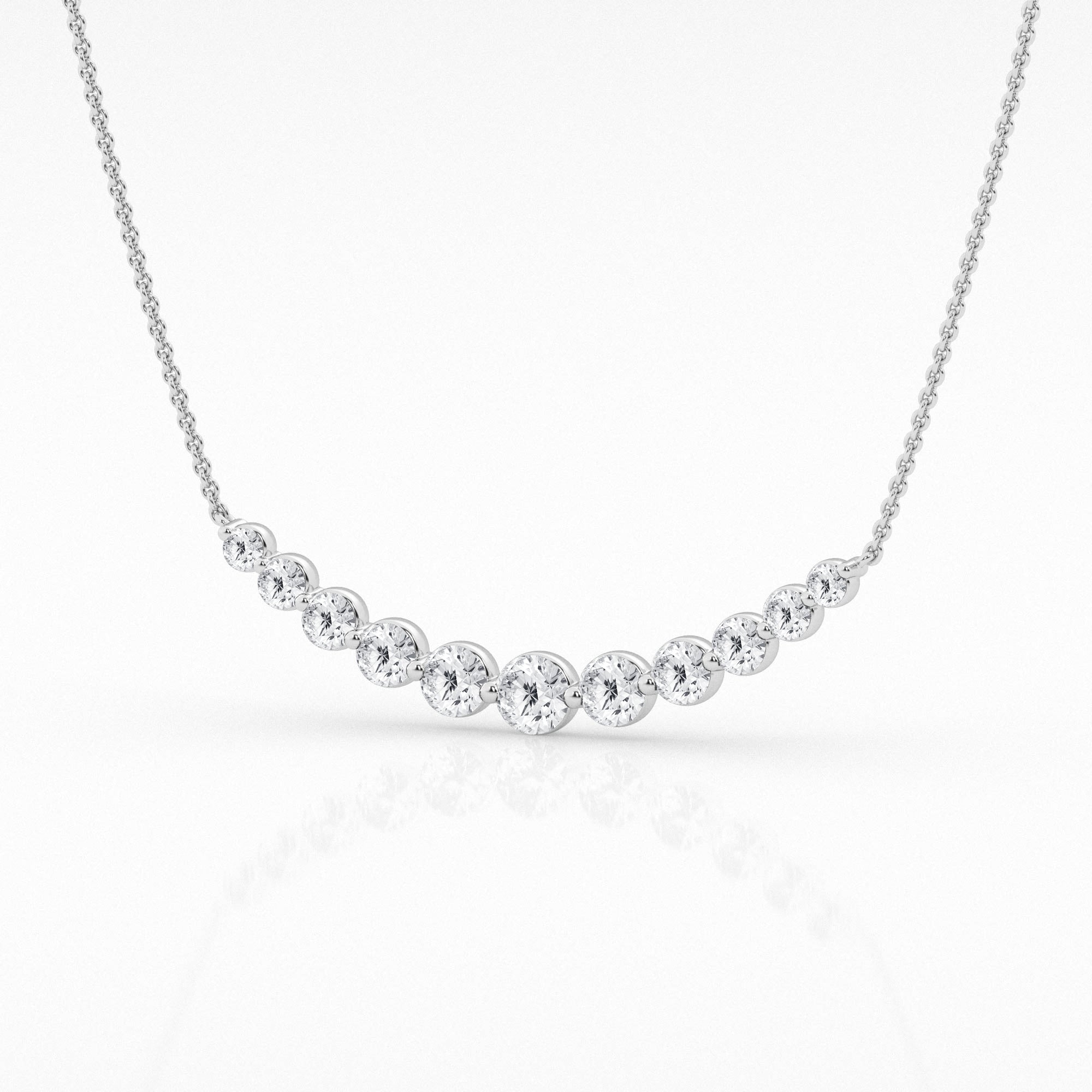 14K White Gold Lab Diamond Smile Pendant Necklace