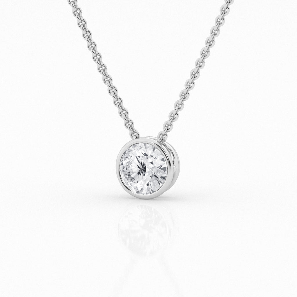 Minimalist 14K White Gold Lab Diamond Bezel Pendant