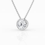 14K White Gold Lab Diamond Solitaire Bezel Pendant