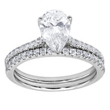 14K White Gold Pear Lab Diamond Halo Engagement Ring