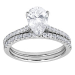 14K White Gold Pear Lab Diamond Halo Engagement Ring