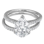 14K White Gold Pear Lab Diamond Halo Engagement Ring
