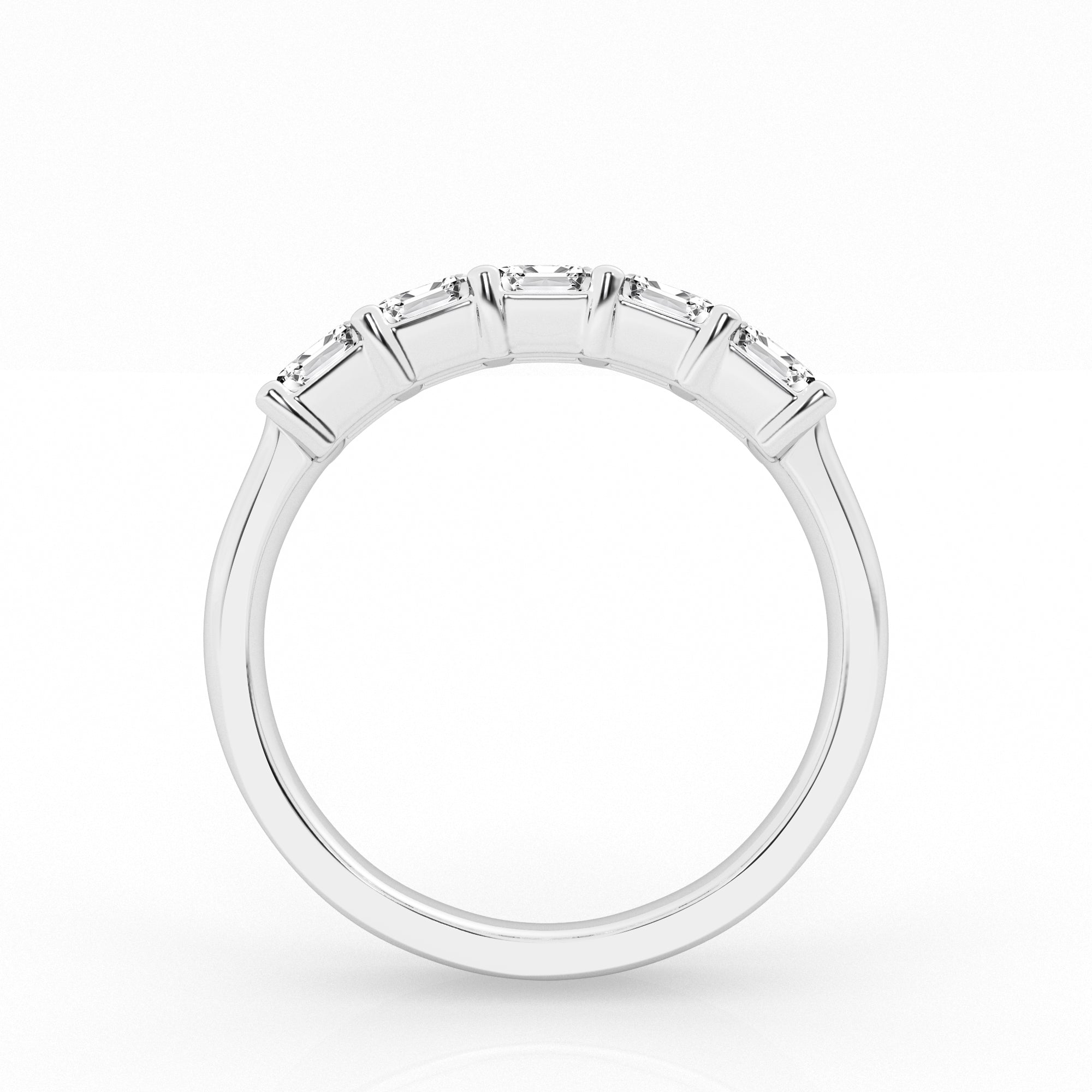 14K White Gold 5-Stone Emerald Cut Lab Diamond Ring