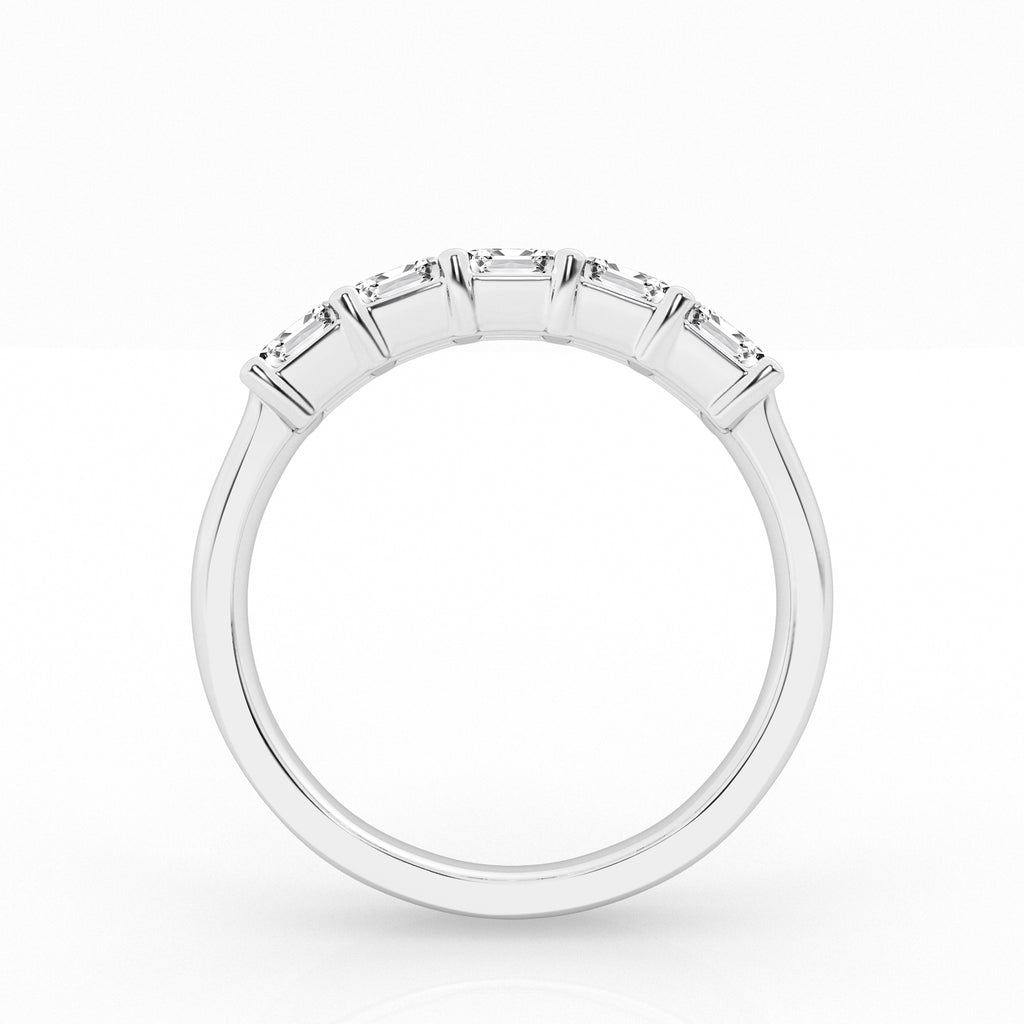 14K White Gold 5-Stone Emerald Lab Diamond Engagement Ring
