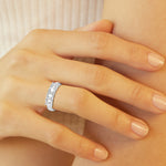 14K White Gold 5-Stone Emerald Lab Diamond Engagement Ring
