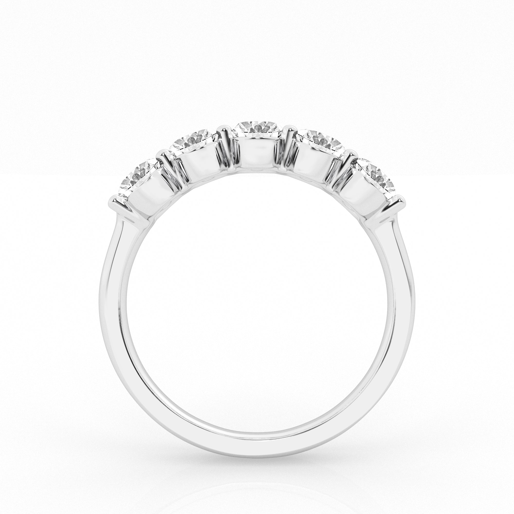 14K White Gold 5-Stone Lab Diamond Oval Engagement Ring
