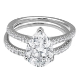 14K White Gold Pear Lab Diamond Halo Engagement Ring