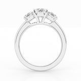 Oval Lab Diamond Trilogy Ring in 14K White Gold