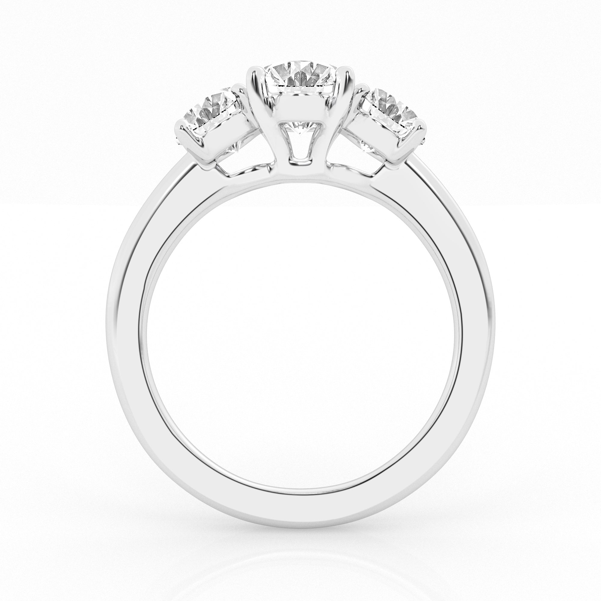 Oval Lab Diamond Trilogy Ring in 14K White Gold