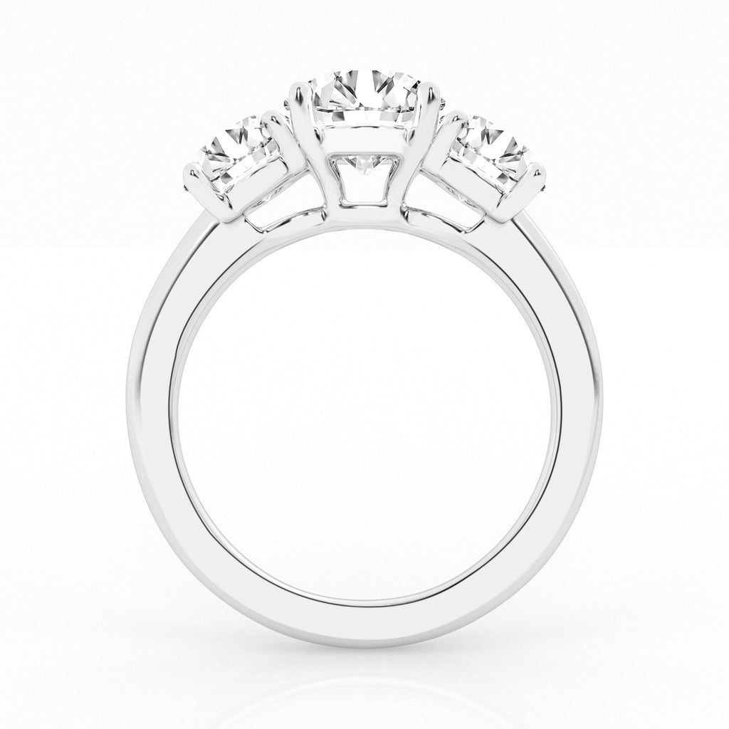 14K White Gold 3-Stone Lab Diamond Engagement Ring