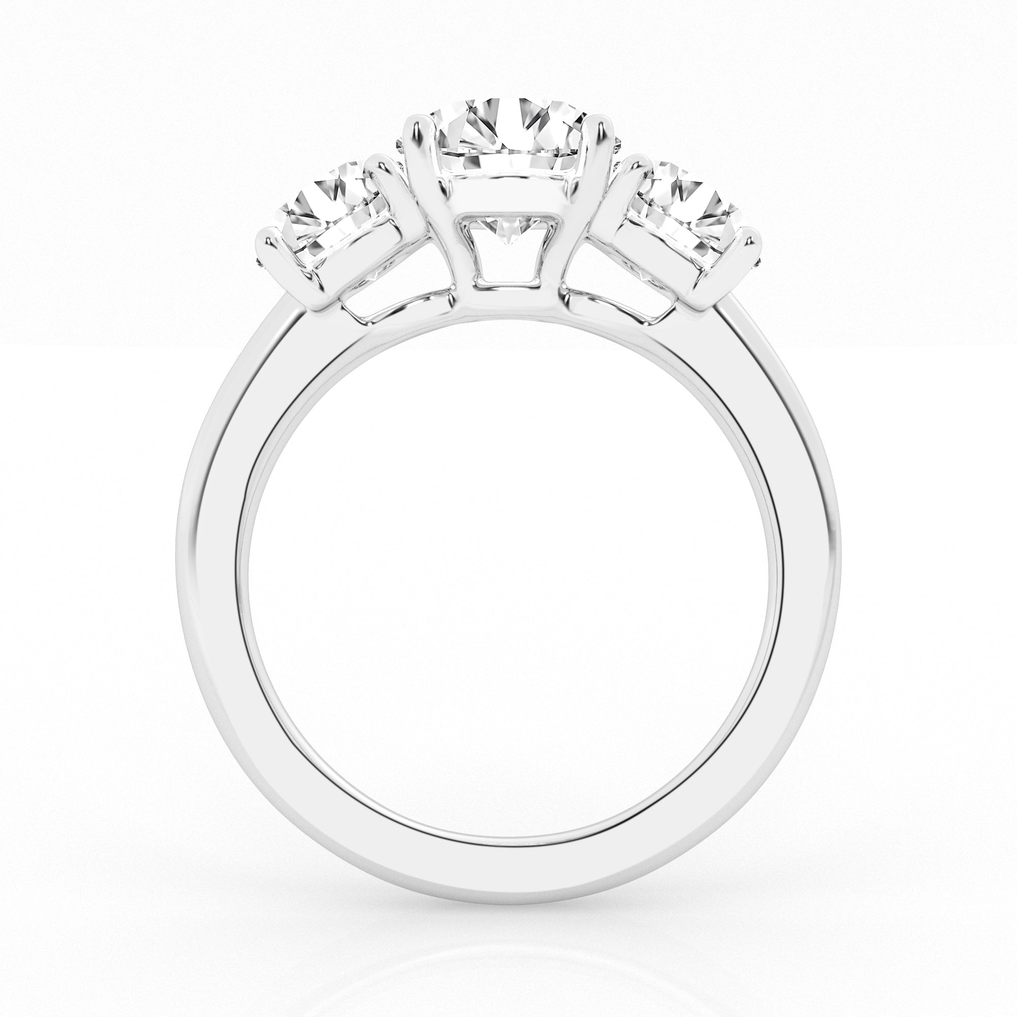 14K White Gold 3-Stone Lab Diamond Engagement Ring