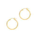 14K Gold 2mm Diamond Cut Hoop Earring