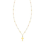 14K Beaded Cross Necklace