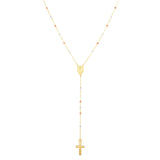 14K Tri-color Gold Rosary Inspired Necklace