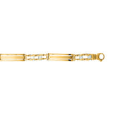 14K Yellow & White Gold Railroad Link Bracelet with Lobster Clasp