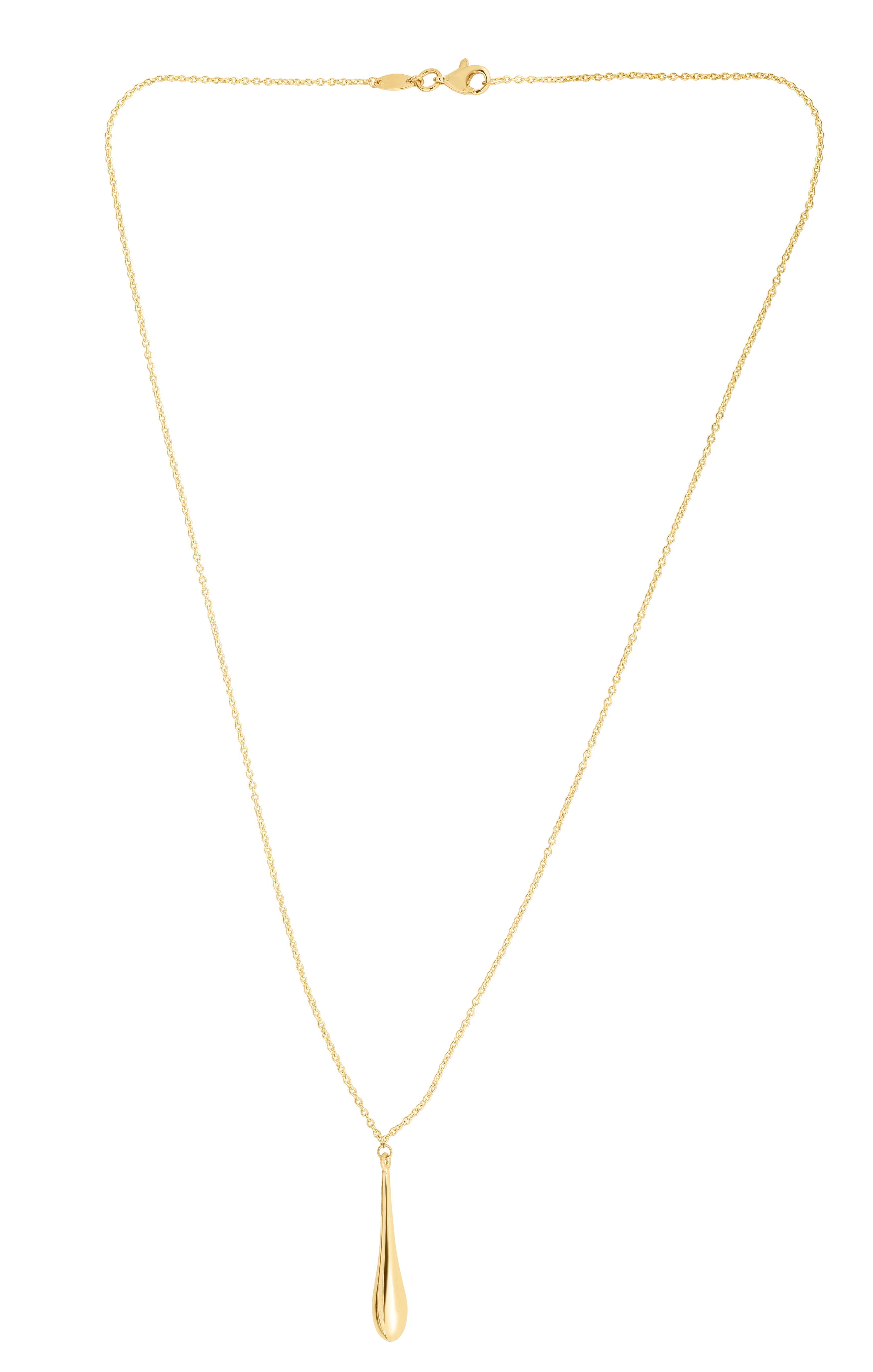 14K Gold Polished Tear Drop Necklace