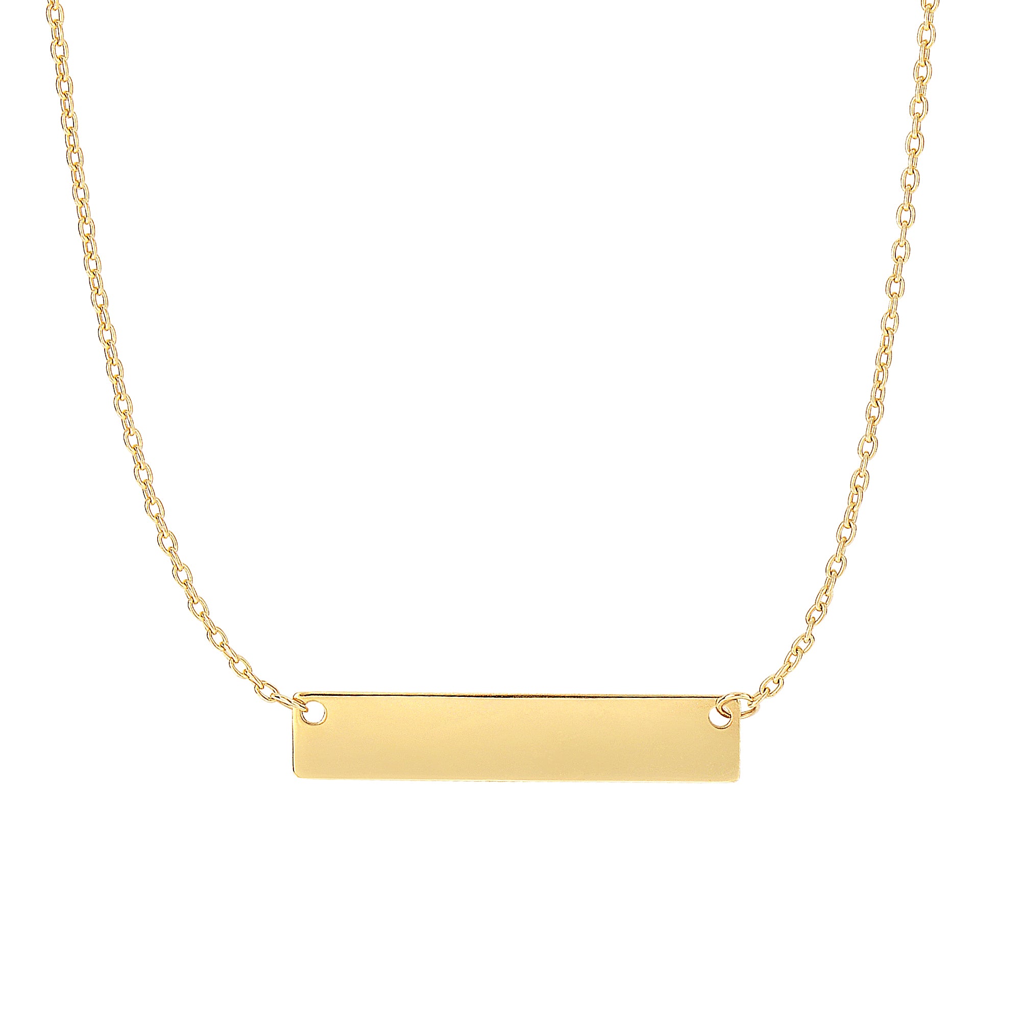 14K Gold Small Polished Bar Necklace
