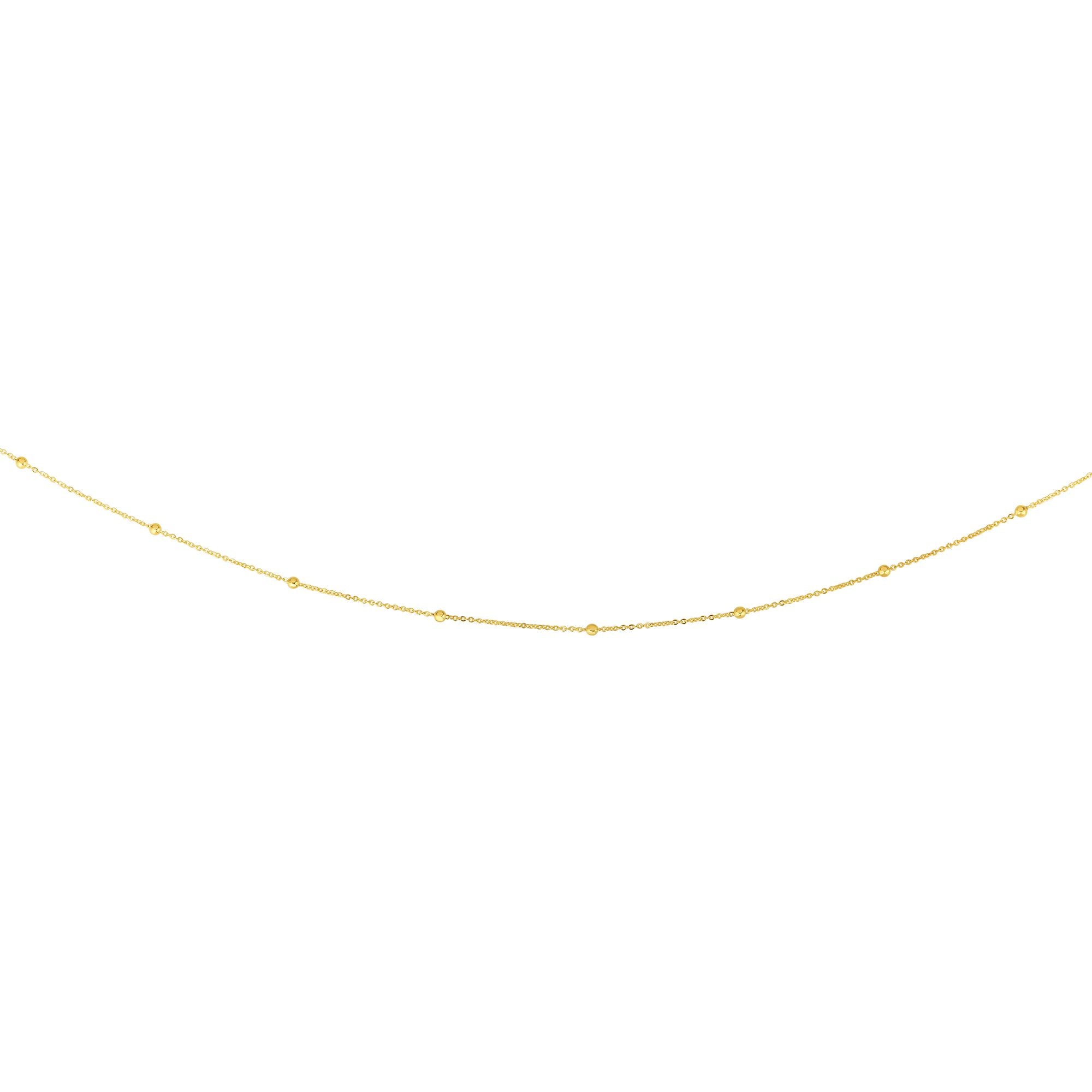 14K Gold 1.8mm Polished Bead Saturn Chain