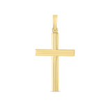 14K Gold Ribbed Cross Pendant