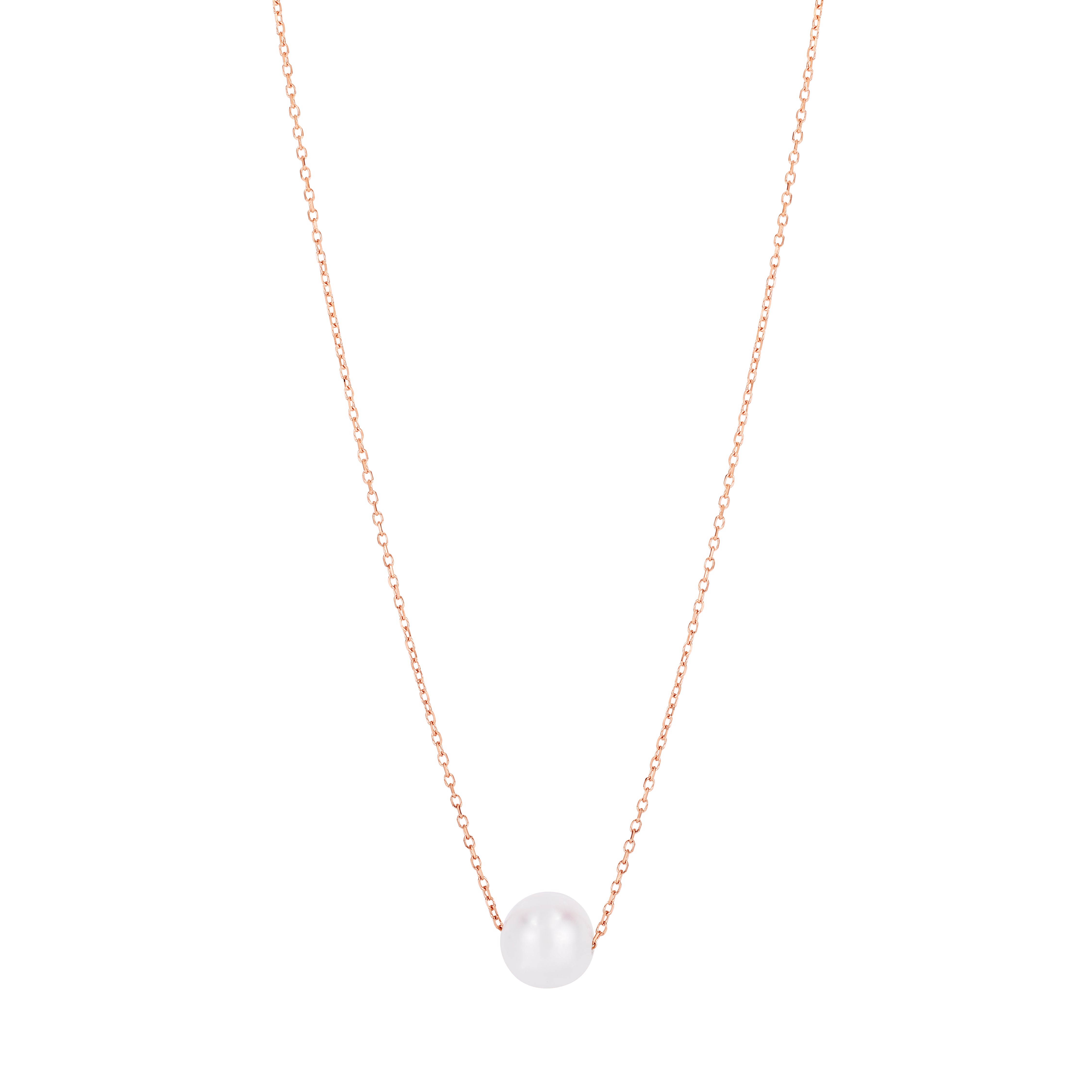 14K Pearl Necklace Solitaire