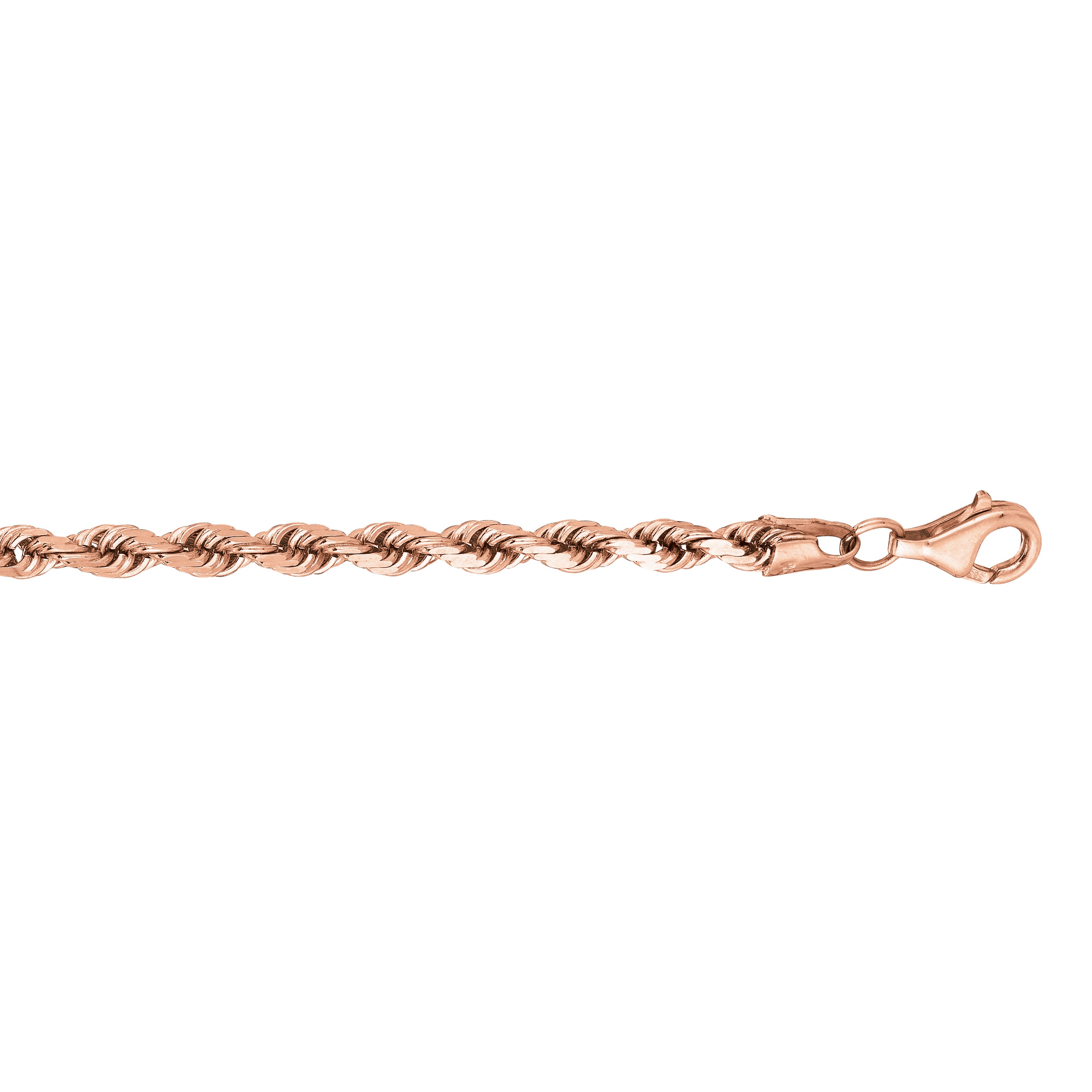14K Gold 8.5"" 3.8mm Diamond Cut Royal Rope Chain