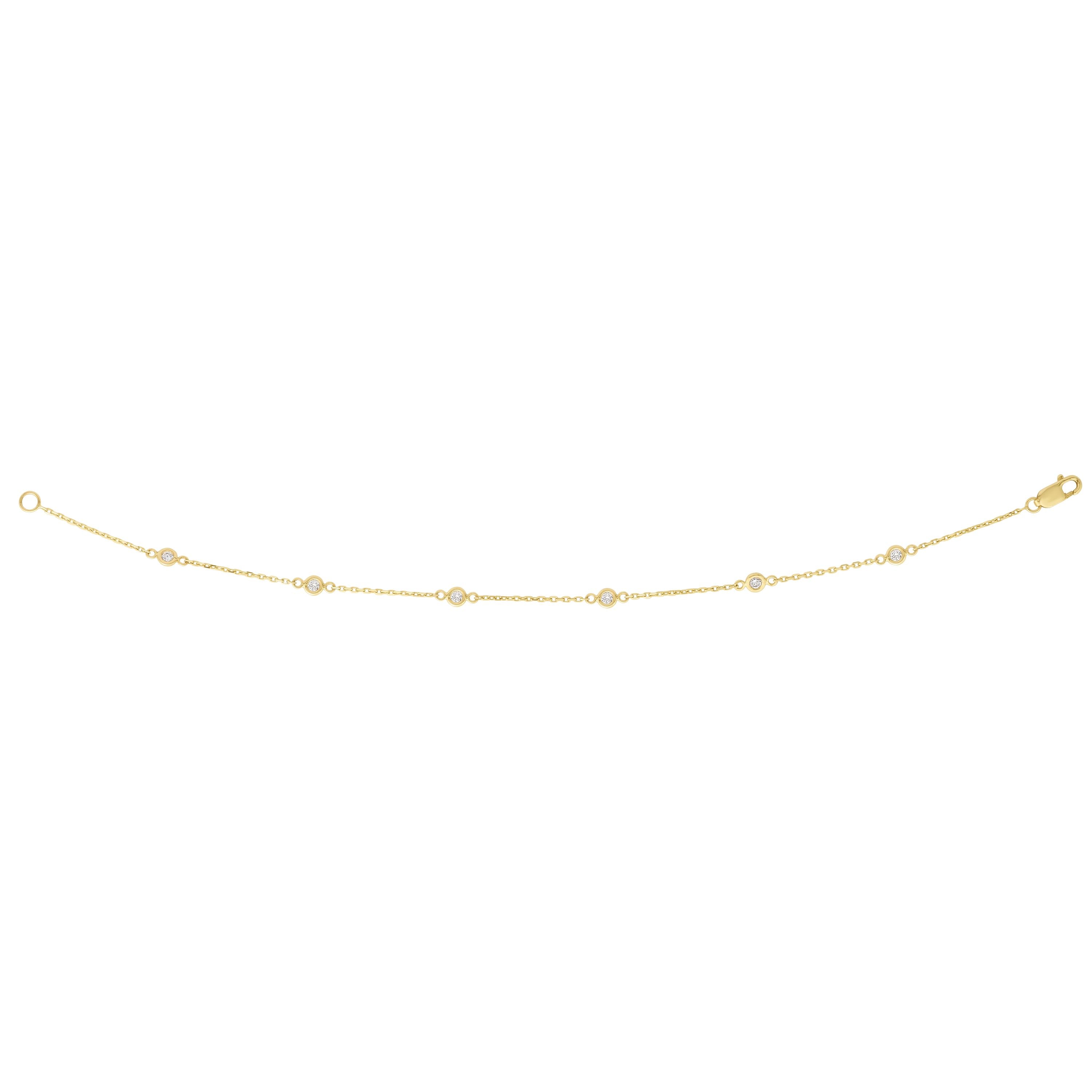 14K Gold .25ct Diamond Station Bracelet