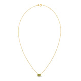14K Gold Emerald Cut Peridot Necklace