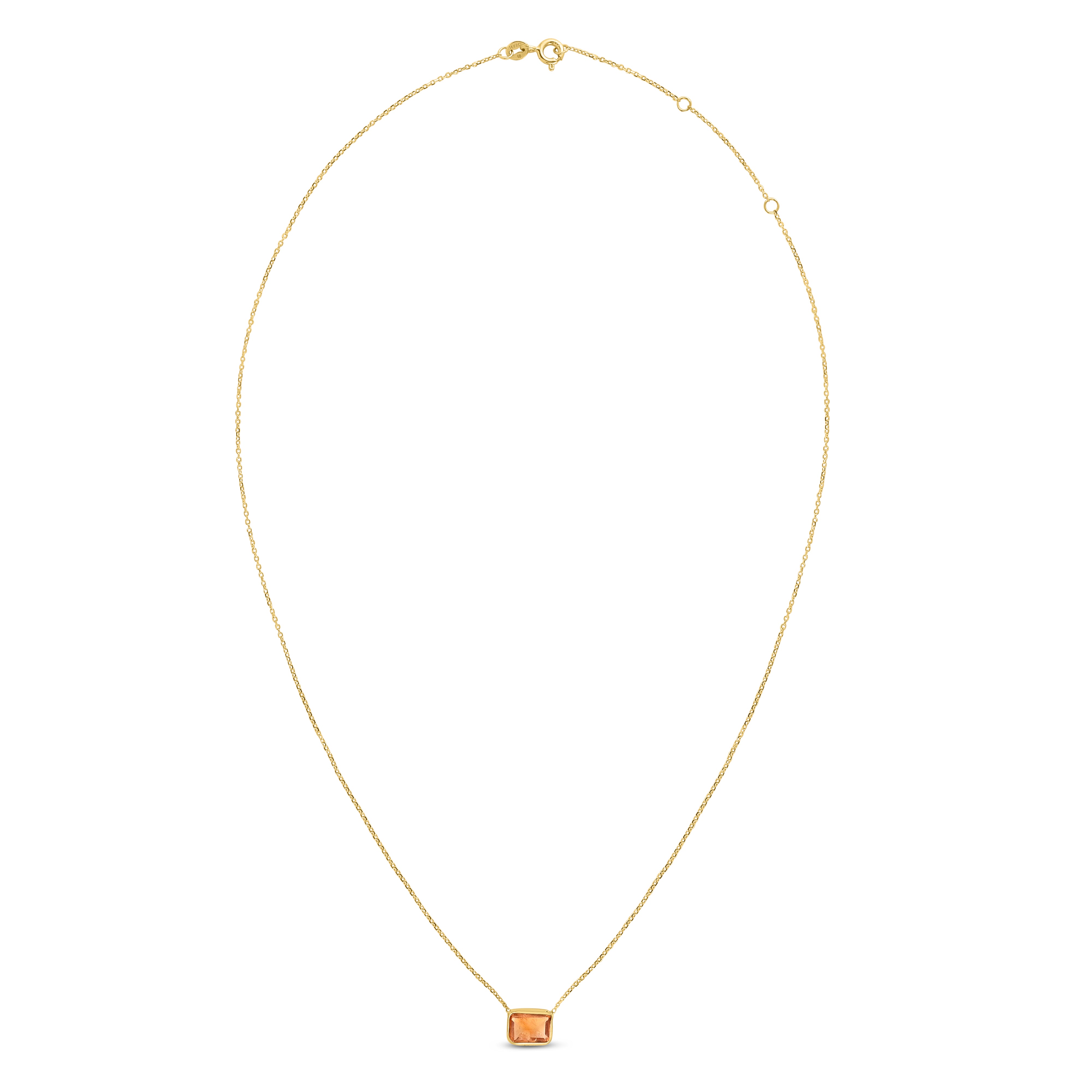 14K Gold Emerald Cut Citrine Necklace