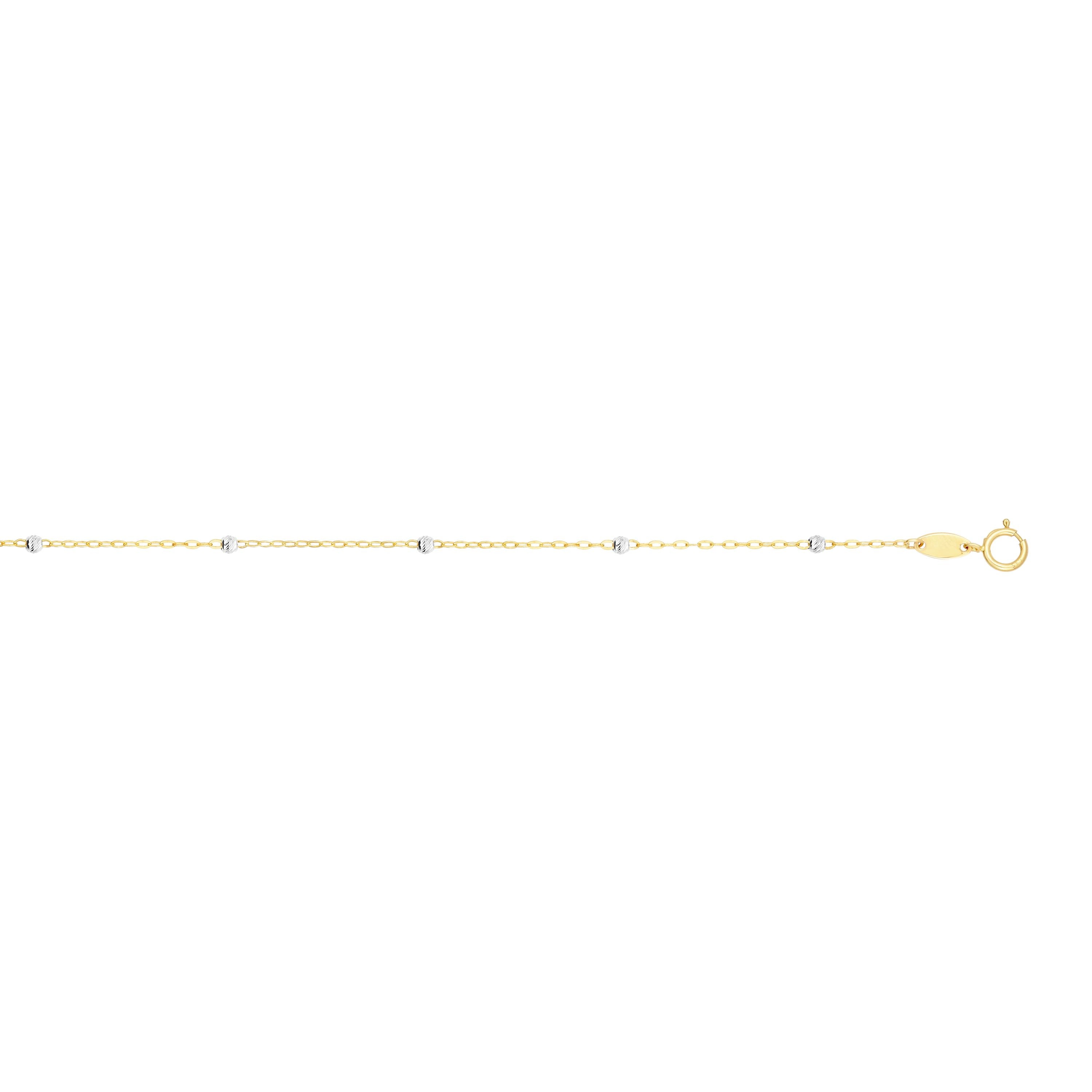 14K Gold 1.8mm Diamond Cut Bead Saturn Chain