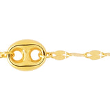 14K Gold Mirror Chain and Puffed Mariner Station Anklet