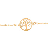 14K Gold Tree of Life on Mirror Chain Bracelet