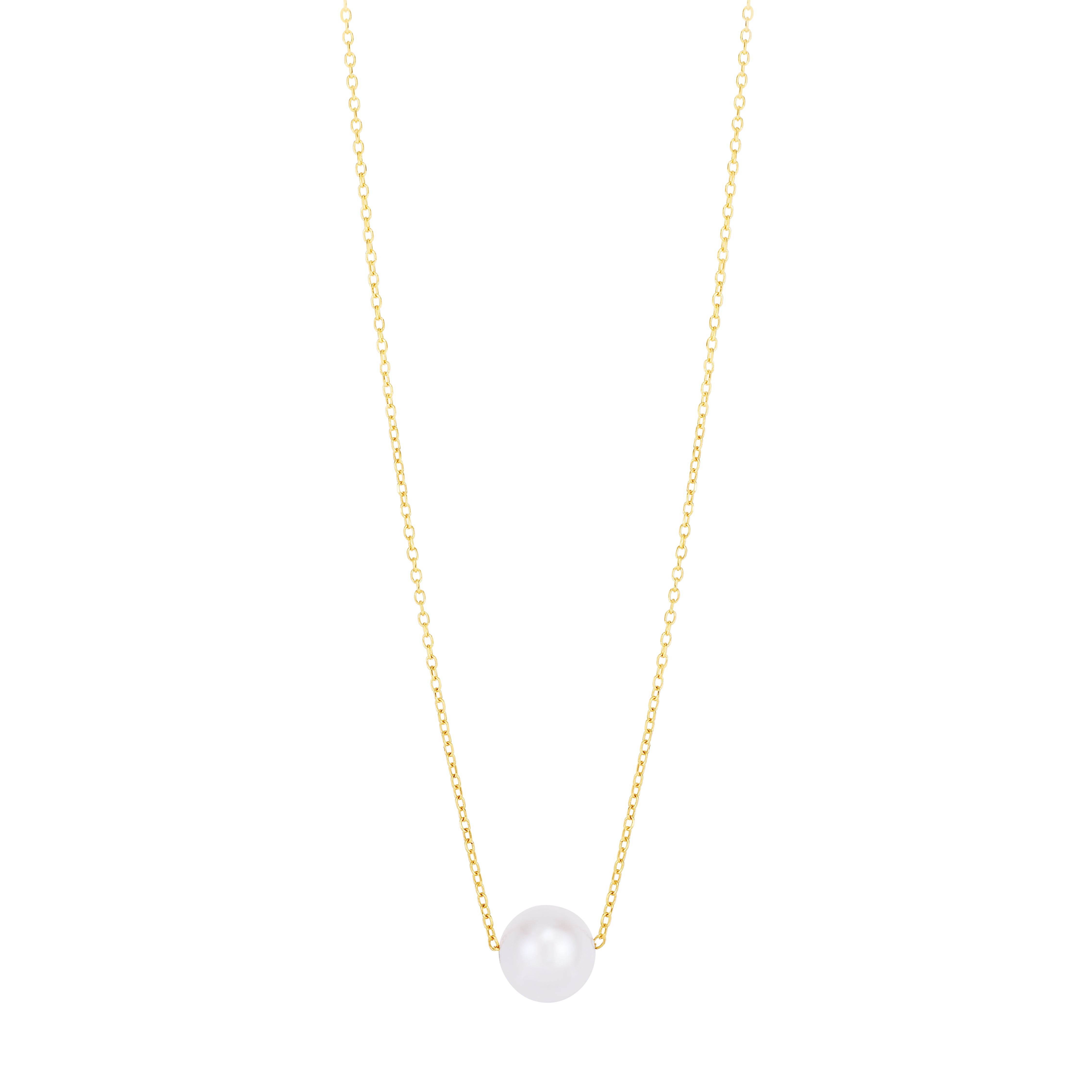 14K Pearl Necklace Solitaire