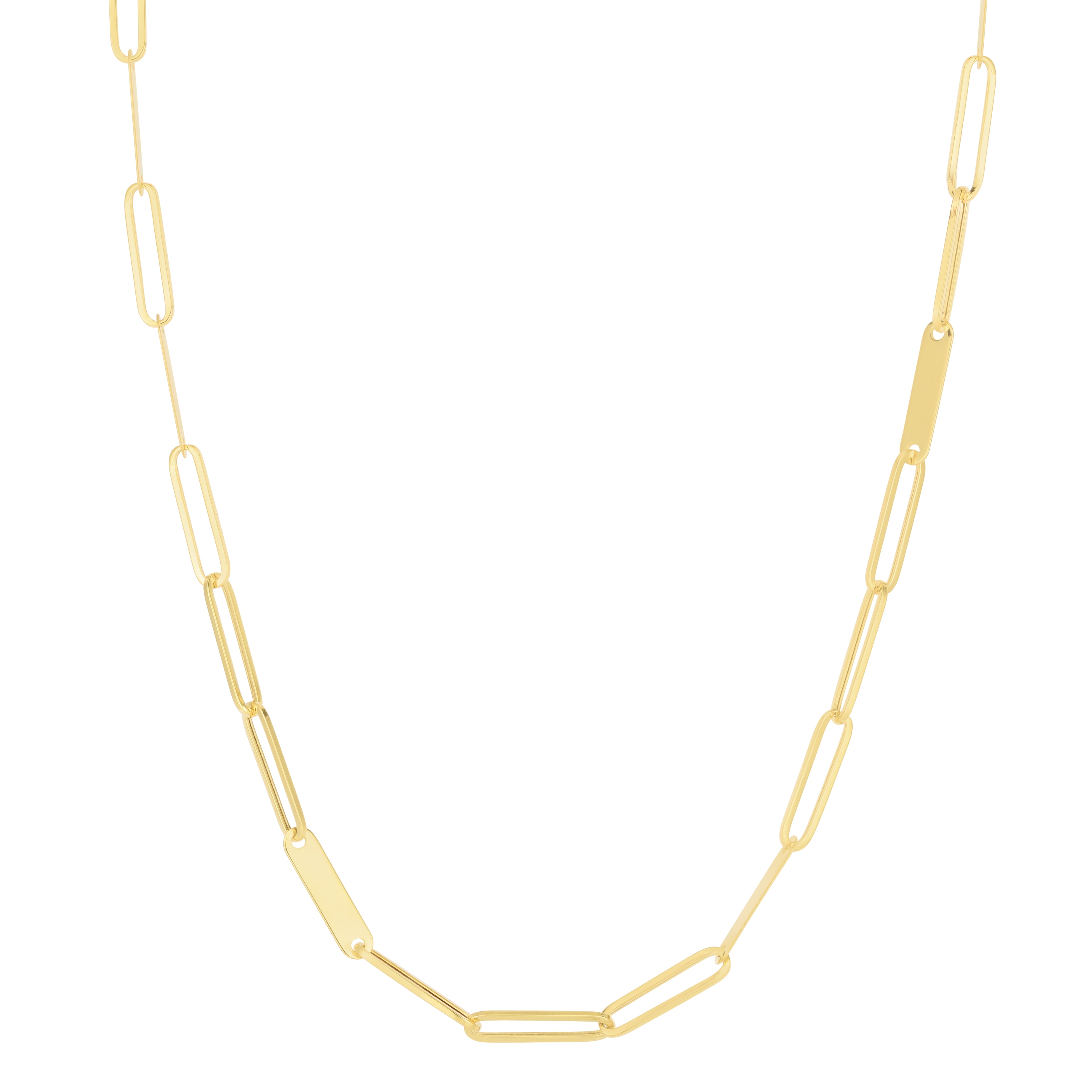 14K Paperclip Bar Fashion Chain Necklace