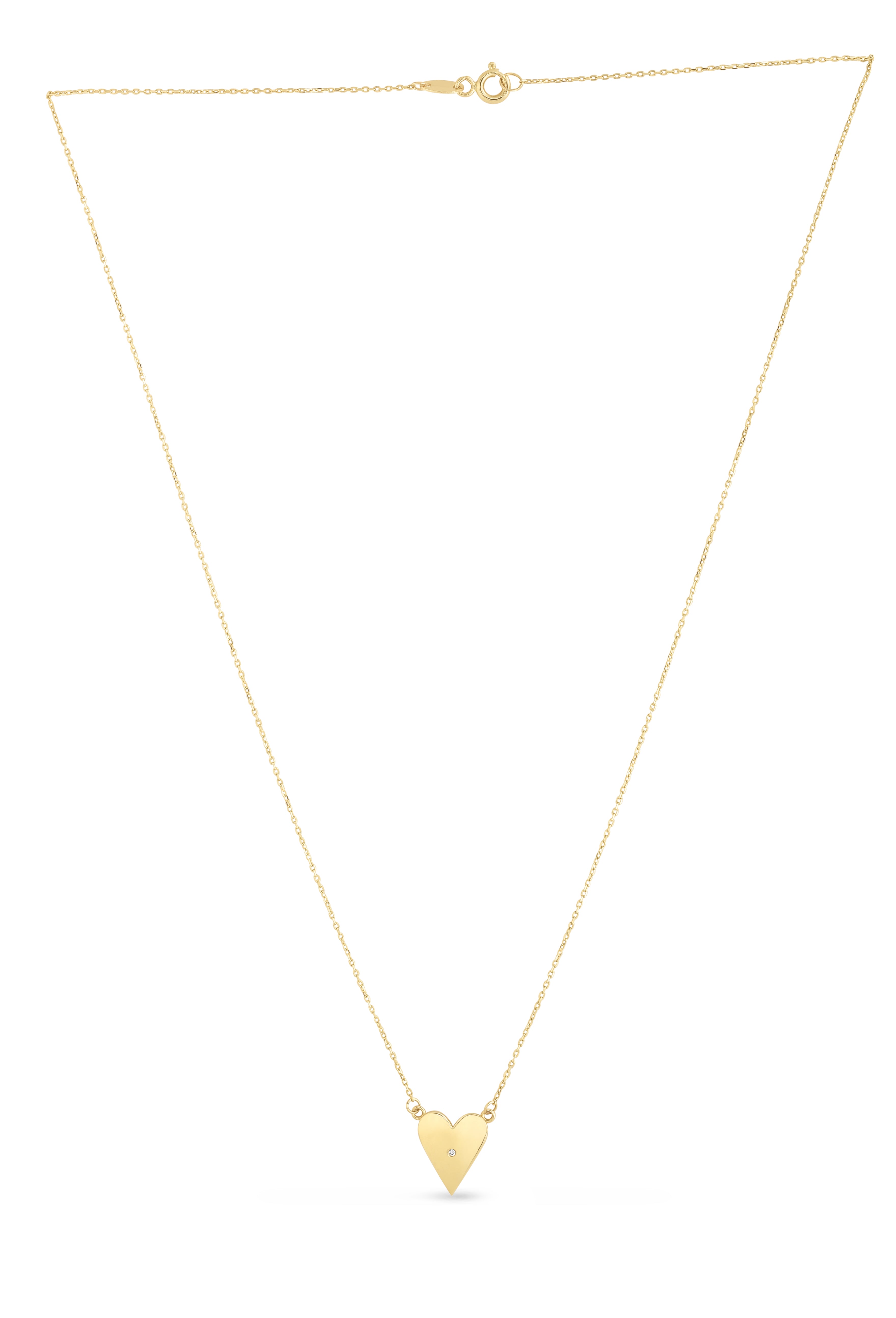 14K Gold Diamond Elongated Heart Necklace