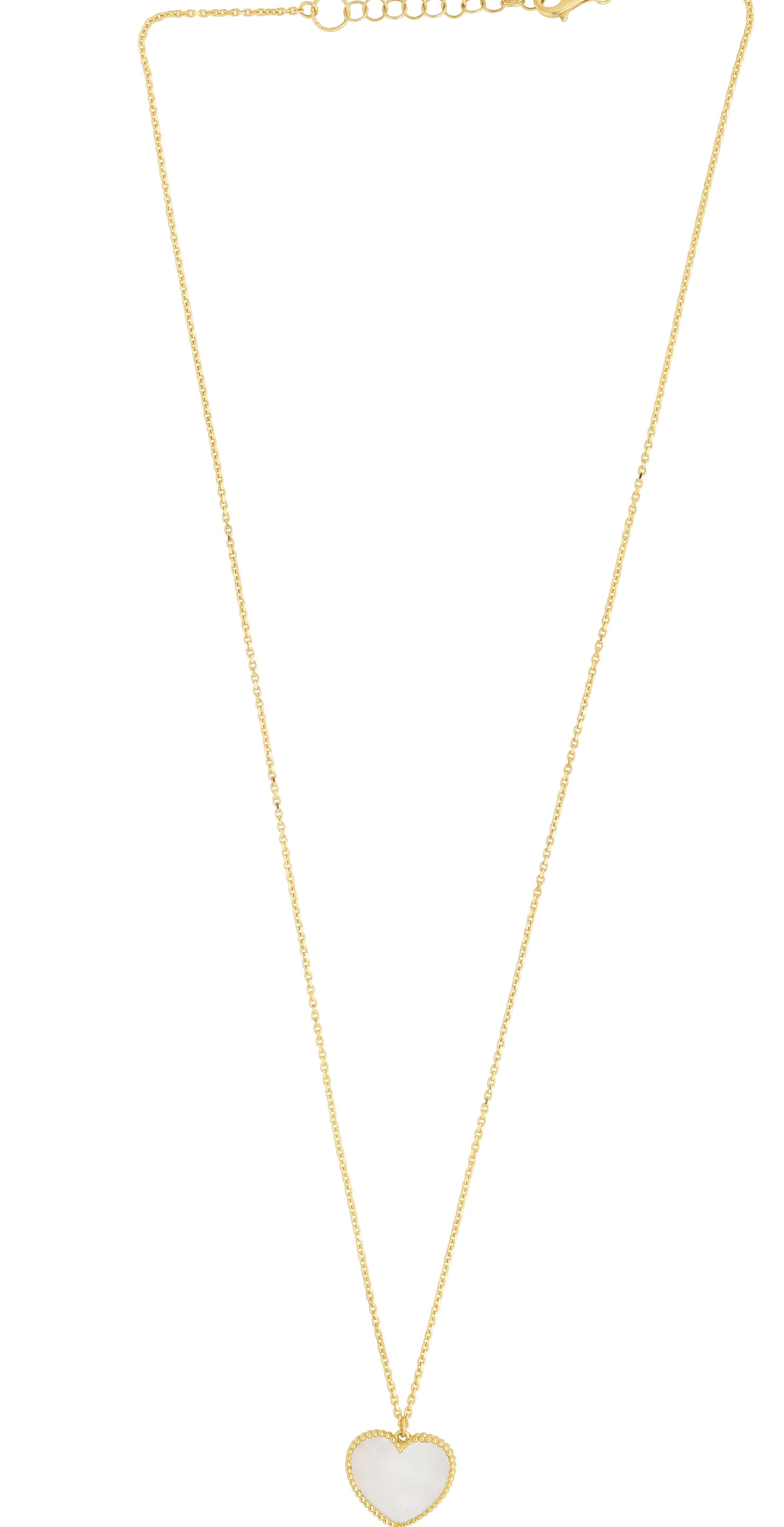 14K Gold Mother of Pearl Heart Necklace