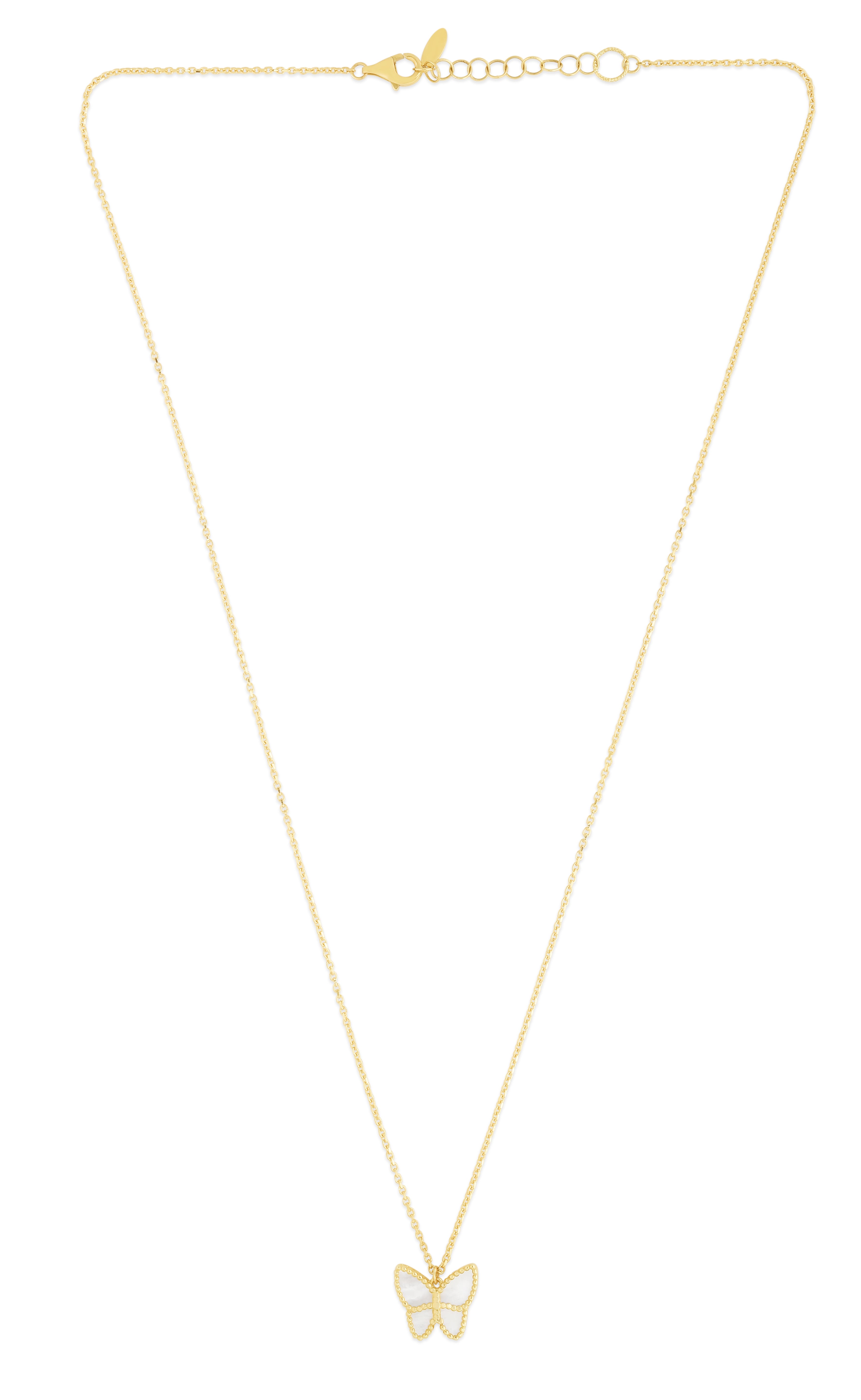 14K Gold Mother of Pearl Butterfly Necklace