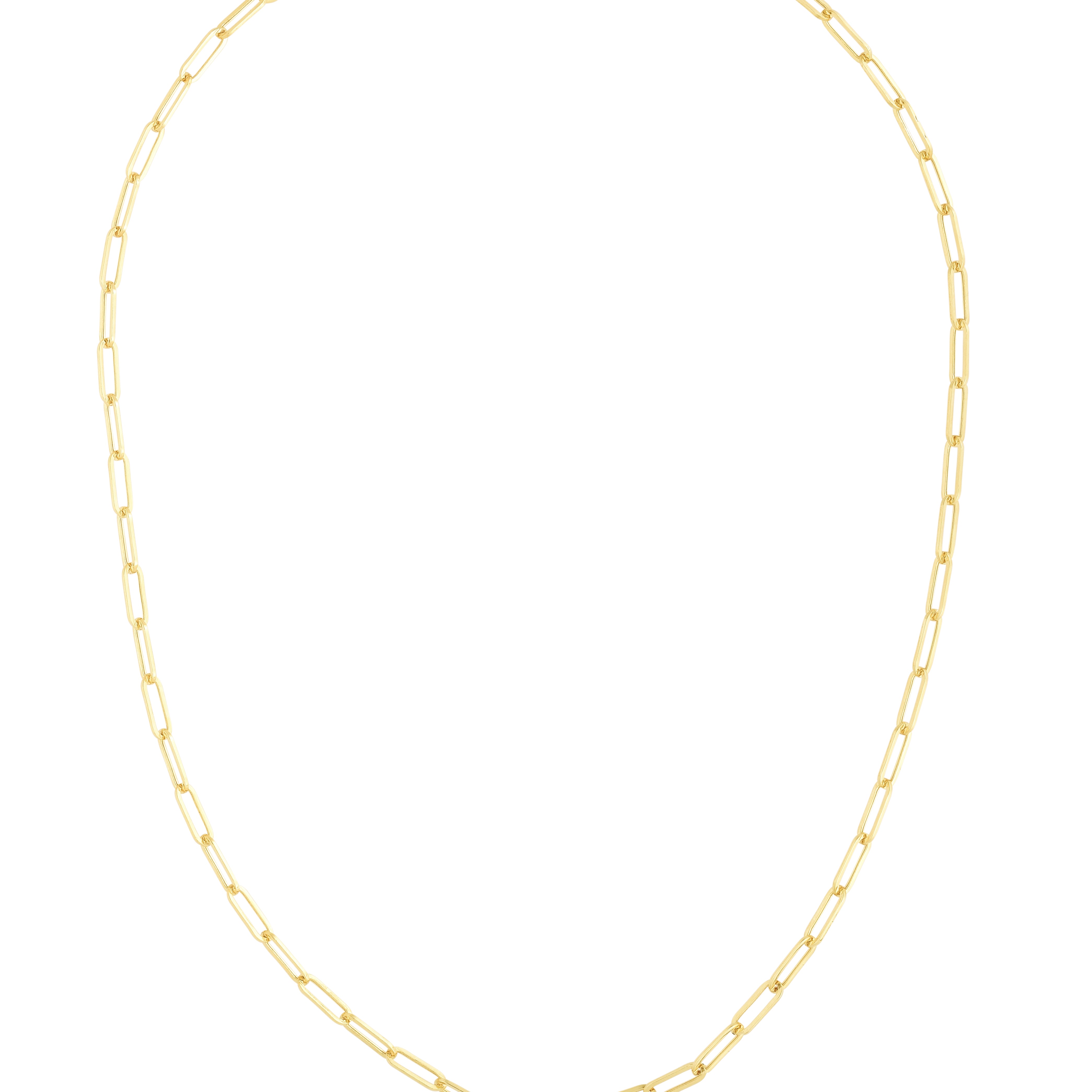 14K Gold 3.2mm Charm Clasp Paperclip Necklace