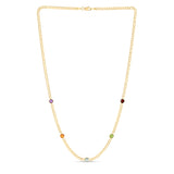 14K Multi Gemstone Curb Chain Necklace
