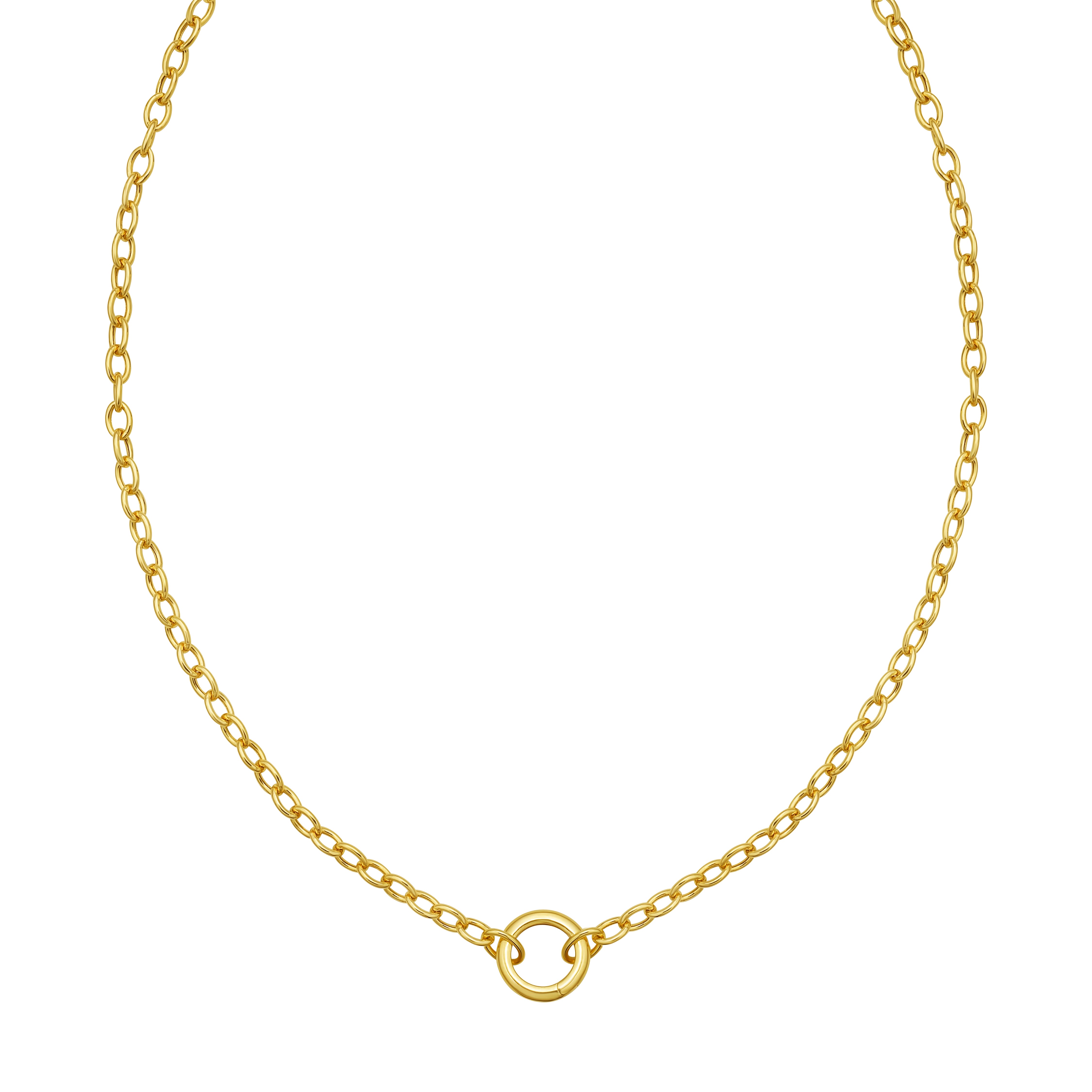 14K Push Lock Charm Necklace
