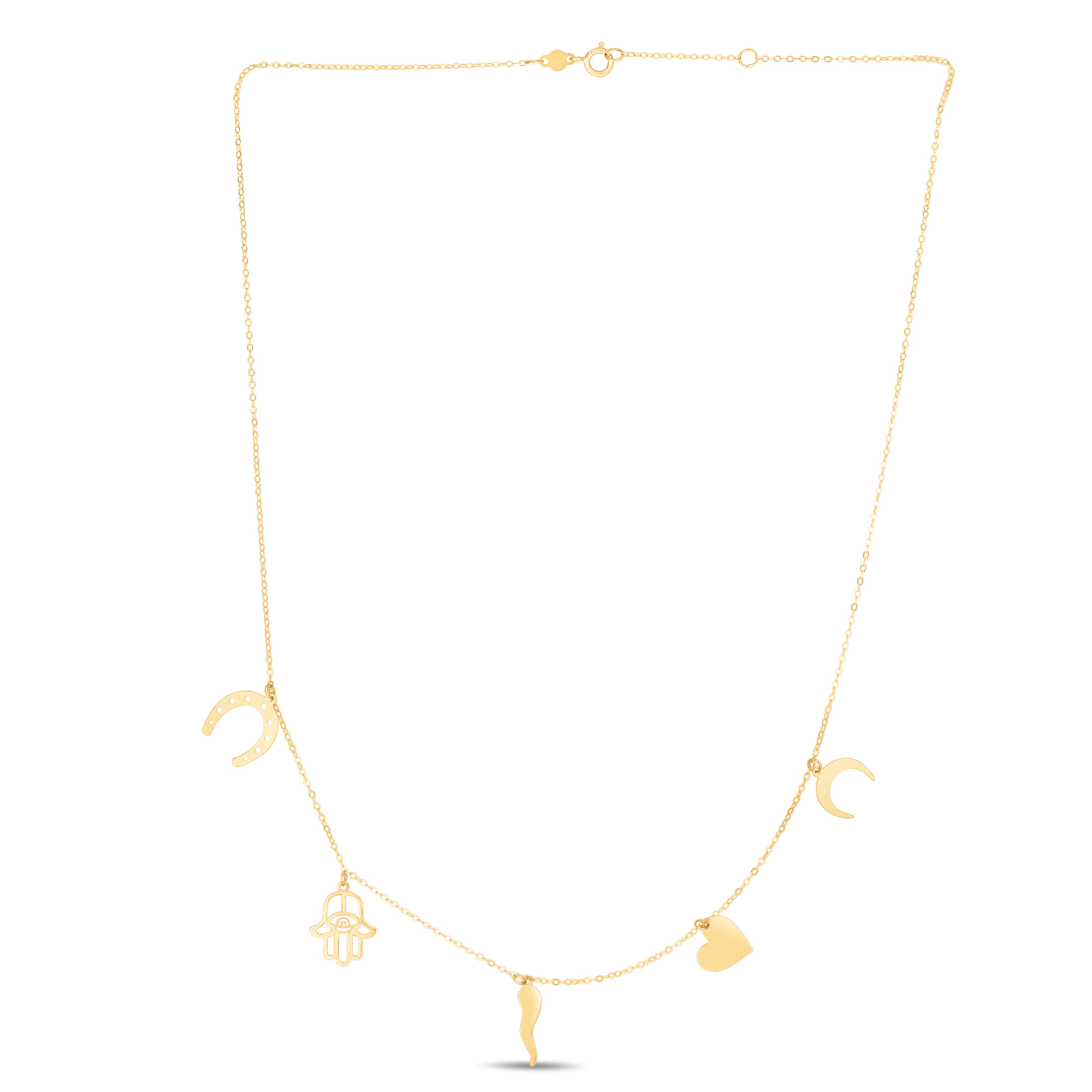 14K Gold Trend Charm Dangle Necklace