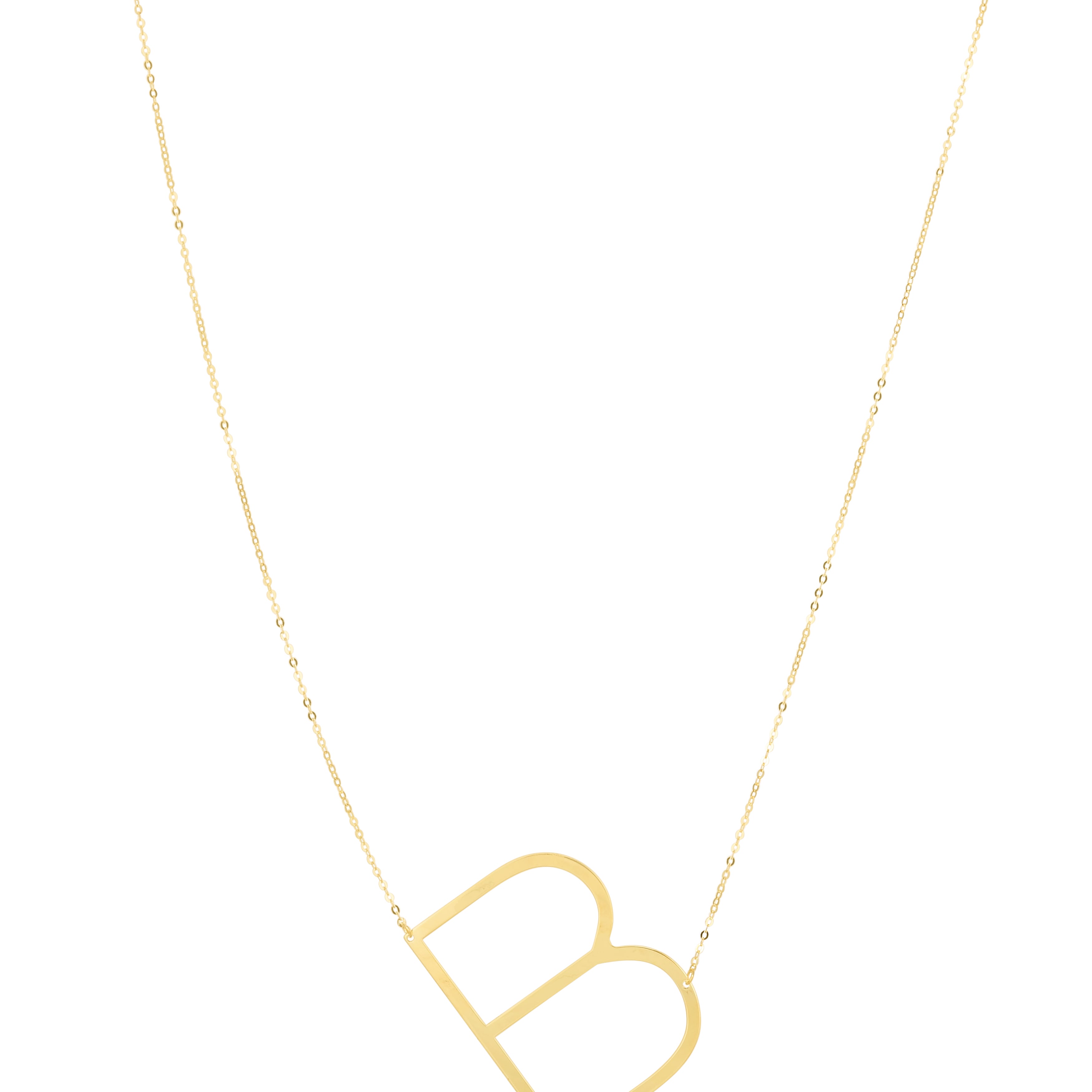14K Gold Large Initial B Necklace