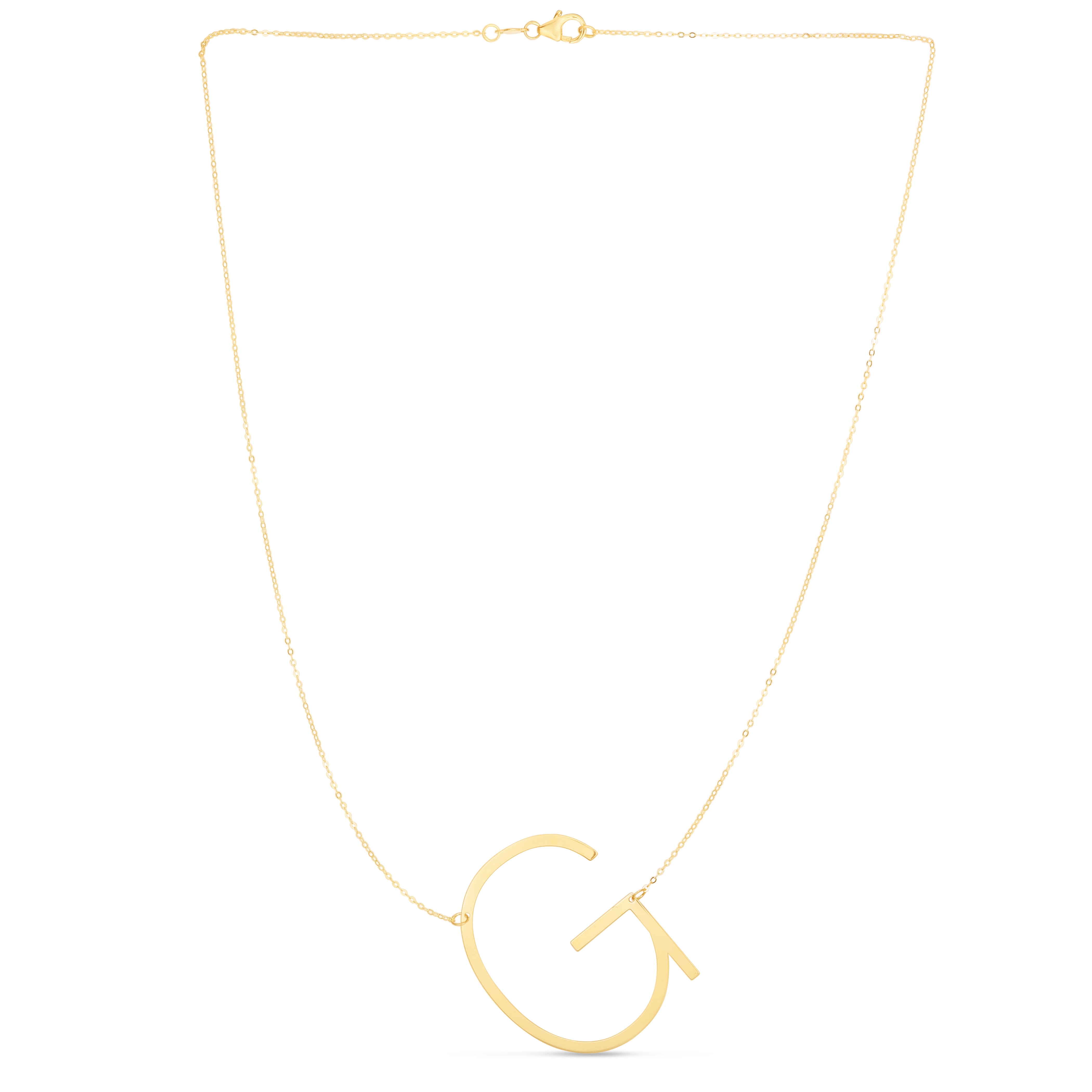 14K Gold Large Initial G Necklace